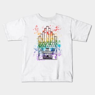 Church Organ Rainbow Colours Organist Musician Kids T-Shirt